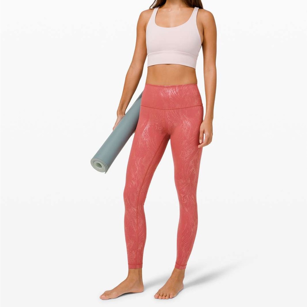 Lululemon leggings- pink metallic sz 6